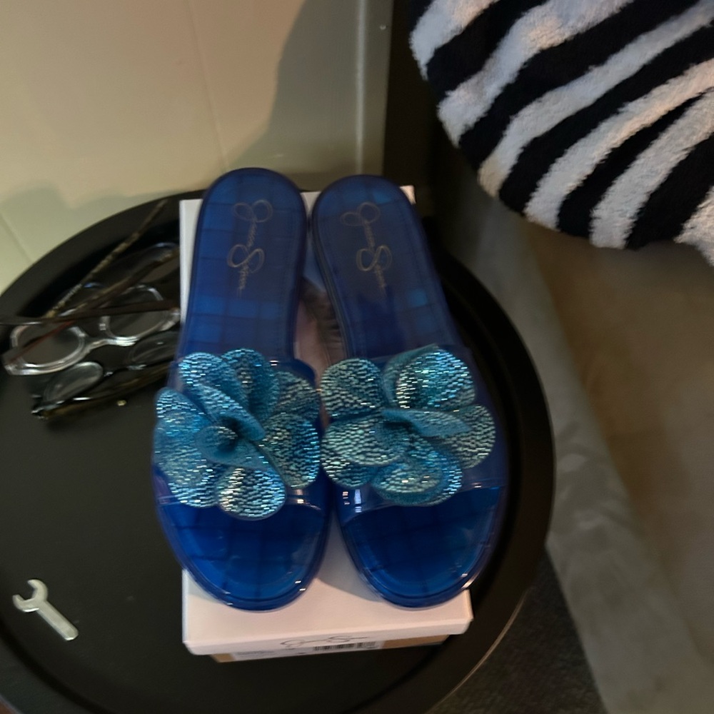 Blue Floral Women's Slide Sandals